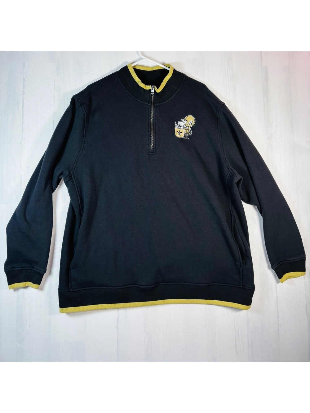 New Orleans Saints Men’s XXL Quarter Zip Pullover Black Gold NFL Football